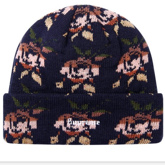 Supreme Other - Supreme Rose Jacquard Beanie Navy One Size